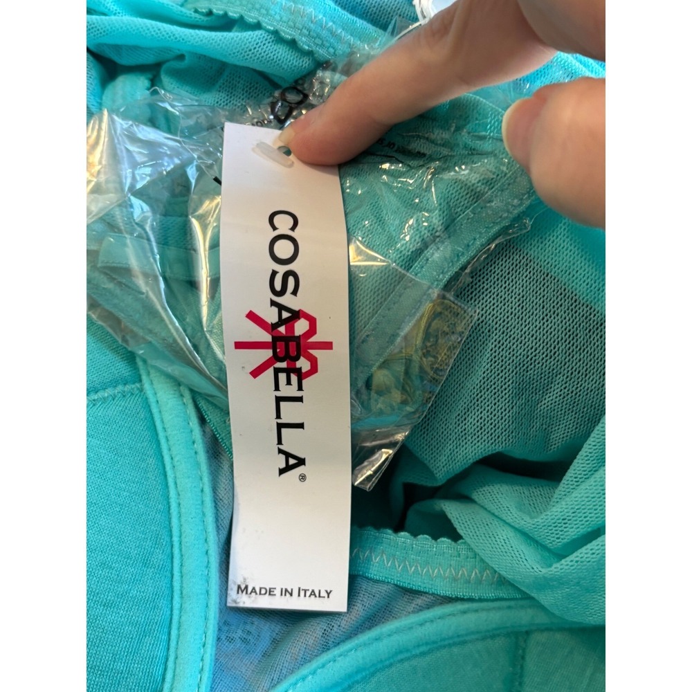 Cosabella Babydoll Lingerie Lace Trim‎ Sheer Aqua Blue Mini Dress Size M - Picture 6 of 8